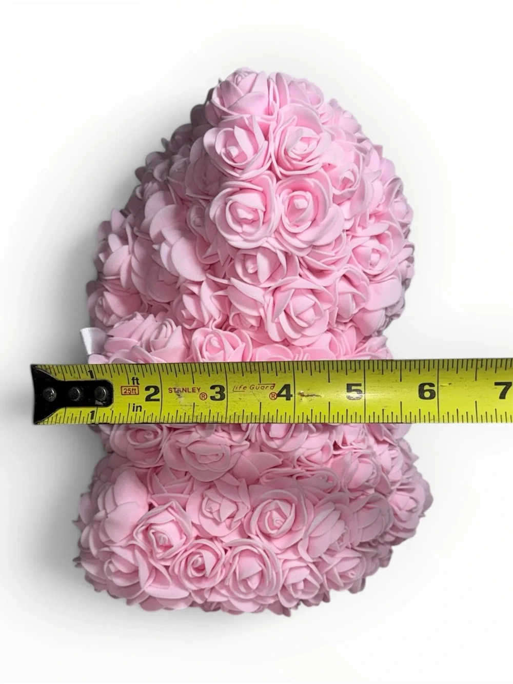 9” Pink Foam Rose Teddy Bear White Bow Valentine’s Day Room Decor